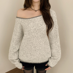 ボカシオフショルダーニット SKY BLUE