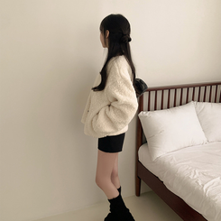 ツーボタンウールボアノーカラーコート WHITE