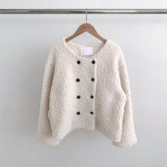 ツーボタンウールボアノーカラーコート