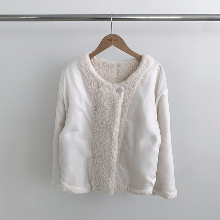 ツーボタンウールボアノーカラーコート