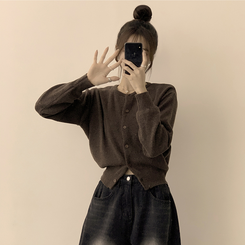 ウールラウンドニットカーディガン(8color) BROWN