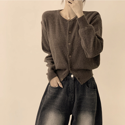 ウールラウンドニットカーディガン(8color) BROWN