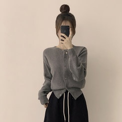 ウールラウンドニットカーディガン(8color) GREY