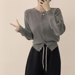 ウールラウンドニットカーディガン(8color) GREY