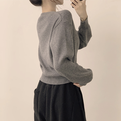 ウールラウンドニットカーディガン(8color) GREY