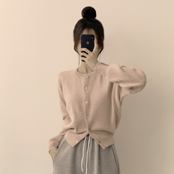 ウールラウンドニットカーディガン(8color) PINK