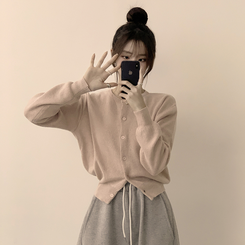 ウールラウンドニットカーディガン(8color) PINK