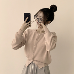 ウールラウンドニットカーディガン(8color) PINK