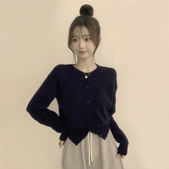 ウールラウンドニットカーディガン(8color) NAVY