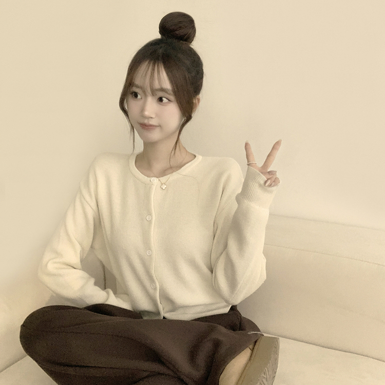 ウールラウンドニットカーディガン(8color) IVORY