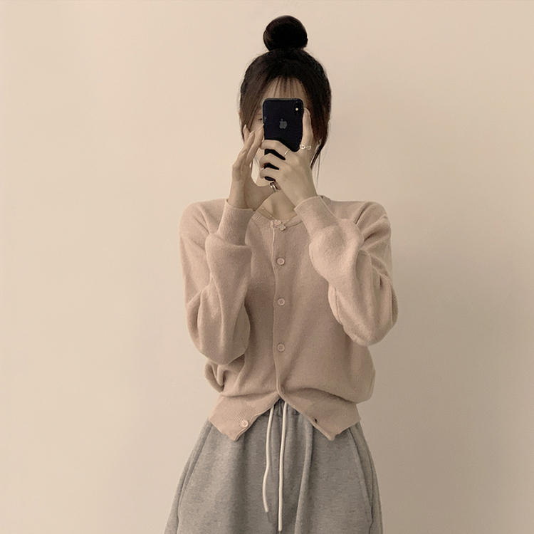 ウールラウンドニットカーディガン(8color) PINK