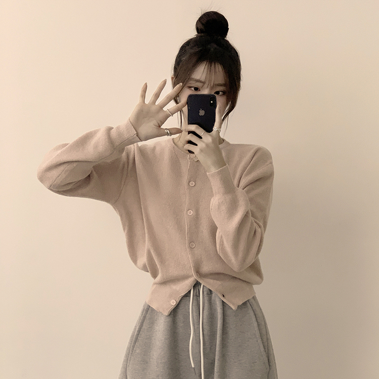 ウールラウンドニットカーディガン(8color) PINK