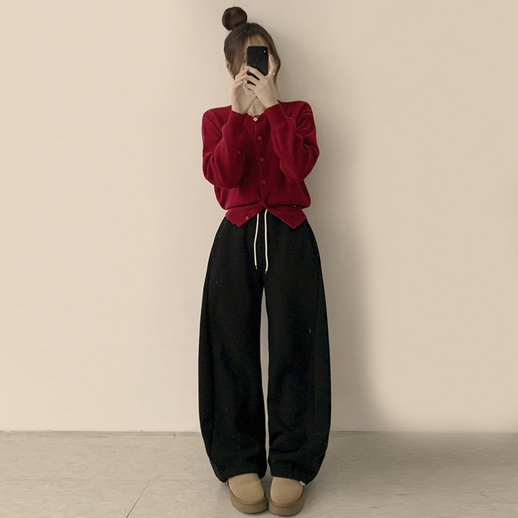 ウールラウンドニットカーディガン(8color) RED