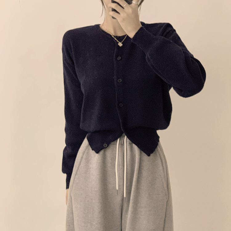 ウールラウンドニットカーディガン(8color) NAVY