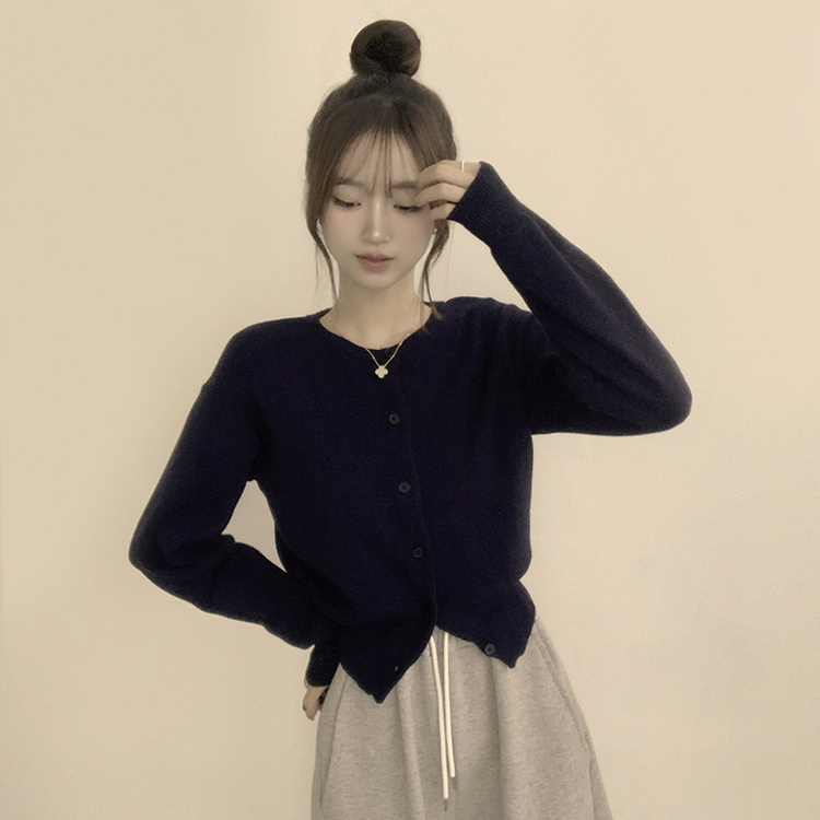 ウールラウンドニットカーディガン(8color) NAVY