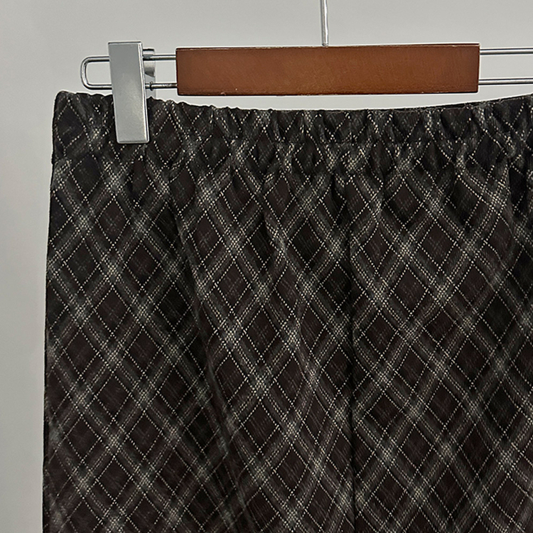 런던 기모 체크 밴딩 H라인 롱 스커트