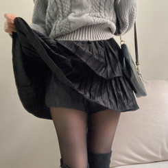 메리제인 벨벳 캉캉 미니 벨로아 스커트 블랙