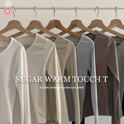 슈가 말랑 유넥 기모 긴팔 티셔츠