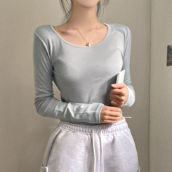 슈가 말랑 유넥 기모 긴팔 티셔츠 소라