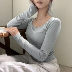 슈가 말랑 유넥 기모 긴팔 티셔츠 소라