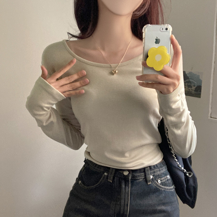 슈가 말랑 유넥 기모 긴팔 티셔츠 올리브