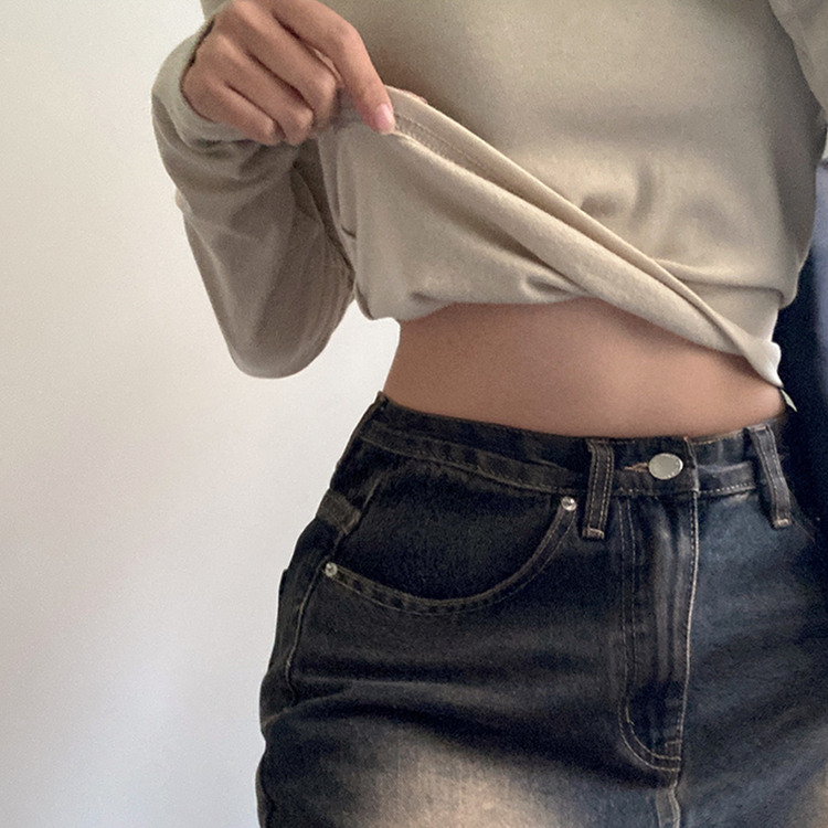 슈가 말랑 유넥 기모 긴팔 티셔츠 올리브