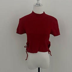 스토커 반목 반팔 골지 옆셔링 리본 트임 워머 세트