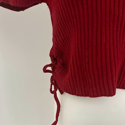 스토커 반목 반팔 골지 옆셔링 리본 트임 워머 세트