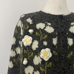 혜교 뜨개 포근 입체 꽃 자수 가디건