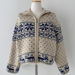 렛잇스노우 눈꽃 노르딕 투웨이 니트 집업 점퍼