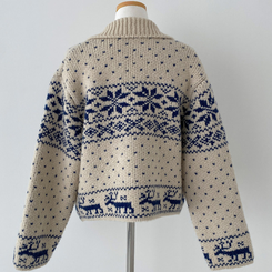 렛잇스노우 눈꽃 노르딕 투웨이 니트 집업 점퍼