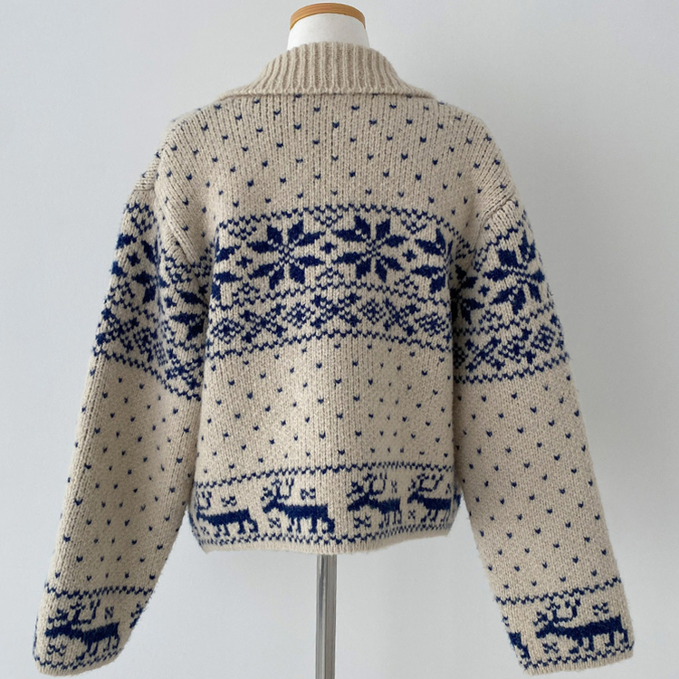 렛잇스노우 눈꽃 노르딕 투웨이 니트 집업 점퍼