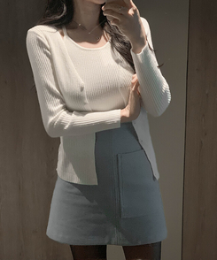 【SET】ホールターキャミソールニット カーディガン(5color) IVORY