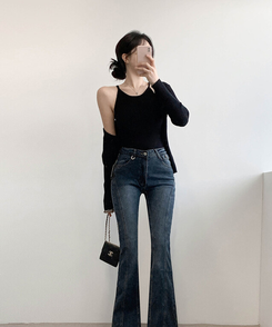 【SET】ホールターキャミソールニット カーディガン(5color) BLACK