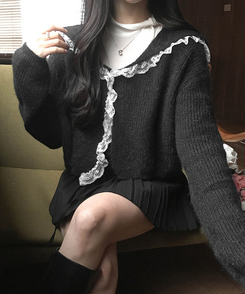 シャーリング長袖Tシャツ IVORY