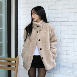 ハイネックウールボアムスタンジャケット BEIGE