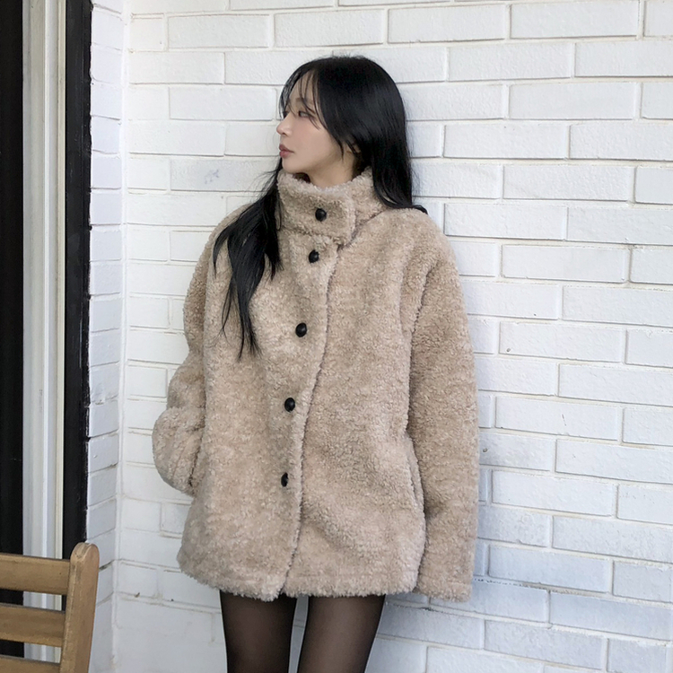 ハイネックウールボアムスタンジャケット BEIGE