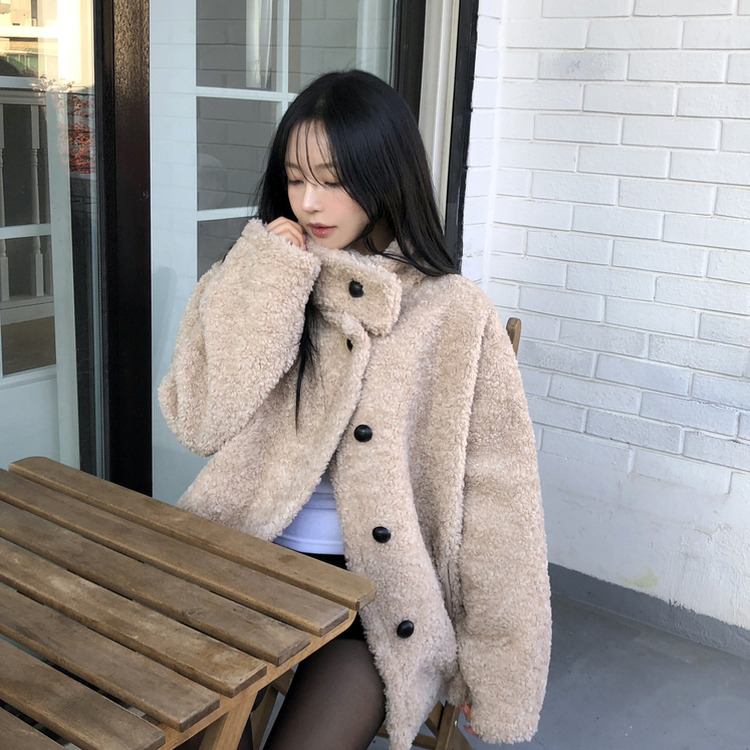 ハイネックウールボアムスタンジャケット BEIGE