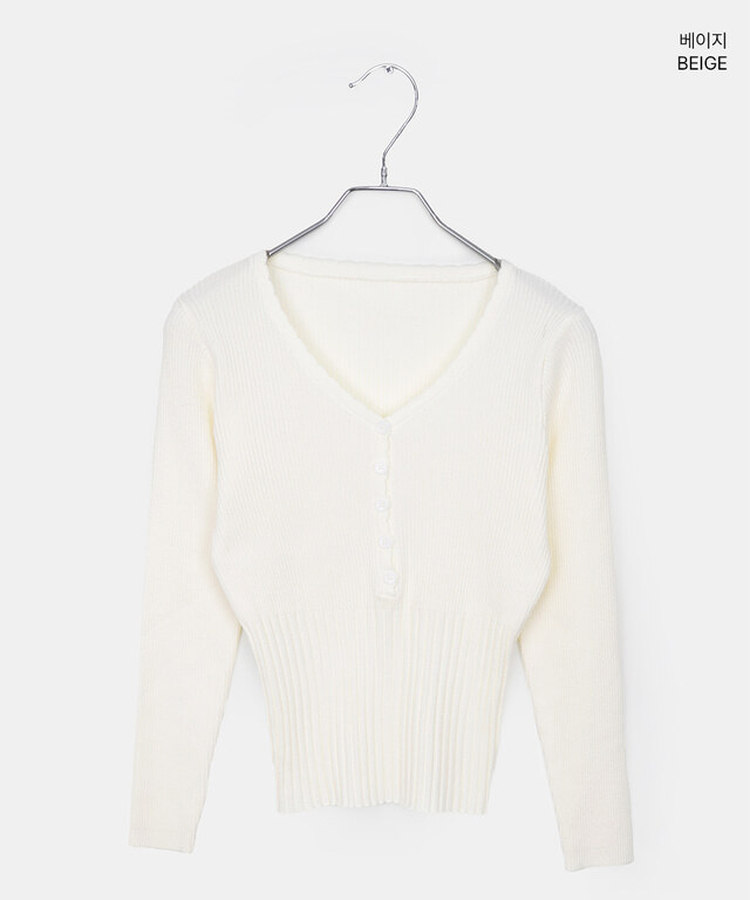 リブレースVネックニット