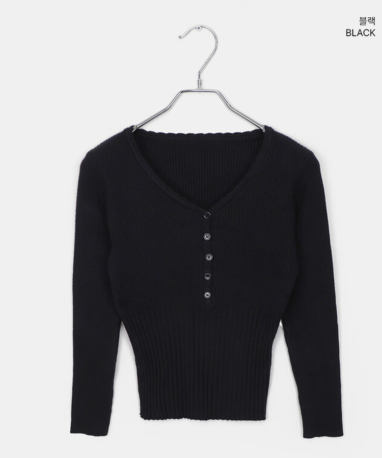 リブレースVネックニット