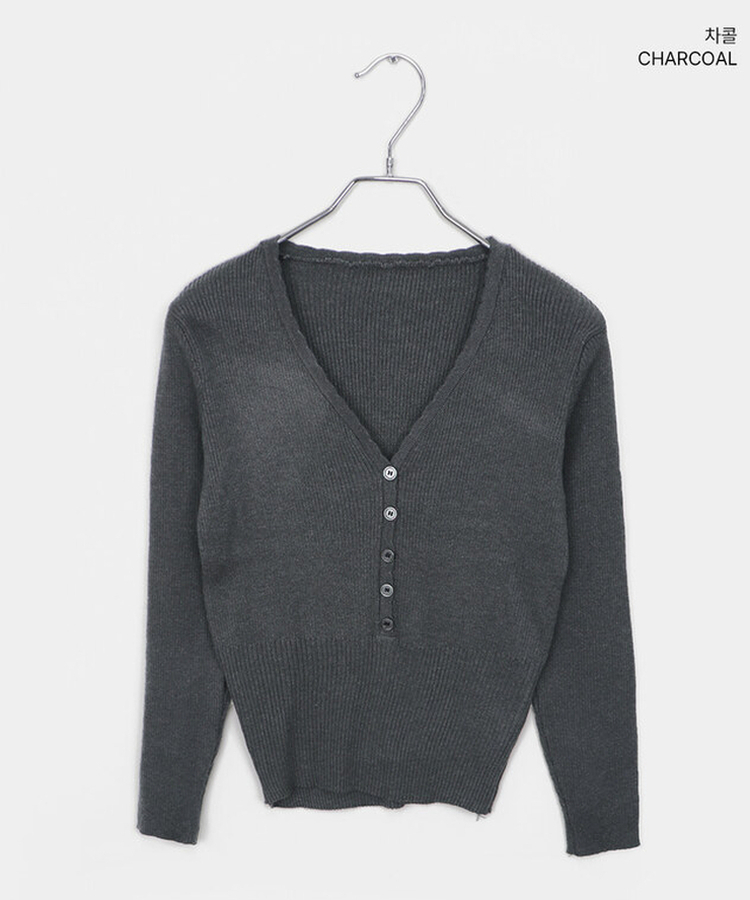 リブレースVネックニット