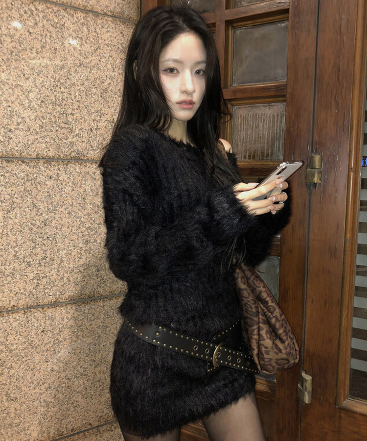 ビンテージスタッドレザーベルト BLACK