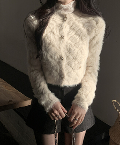 真珠ファーカーディガン BEIGE