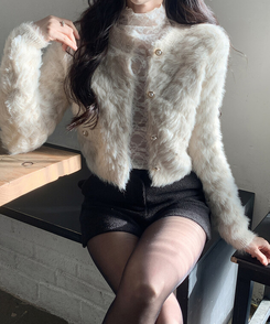 真珠ファーカーディガン BEIGE