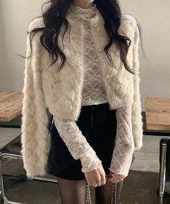 真珠ファーカーディガン BEIGE