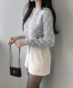 真珠ファーカーディガン GRAY