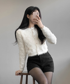 真珠ファーカーディガン IVORY