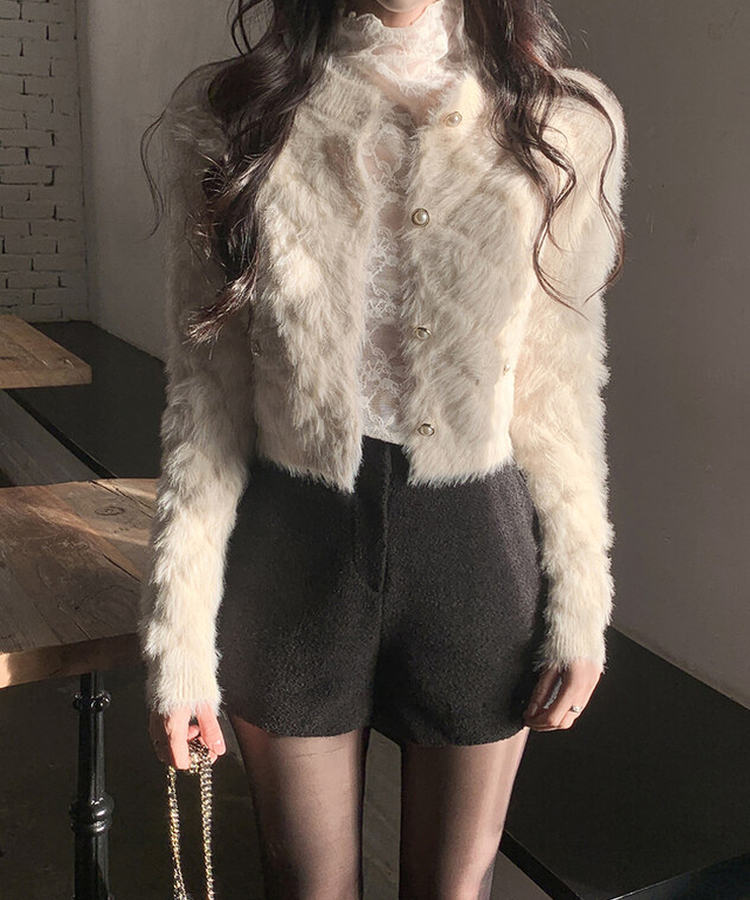 真珠ファーカーディガン BEIGE