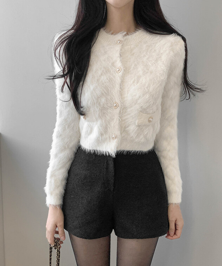 真珠ファーカーディガン IVORY