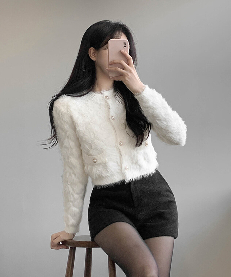 真珠ファーカーディガン IVORY